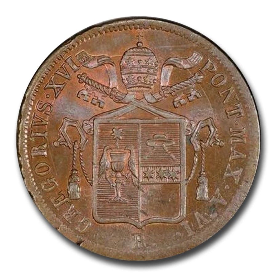 1836-R Italy Papal States Baiocco MS-64 PCGS Brown