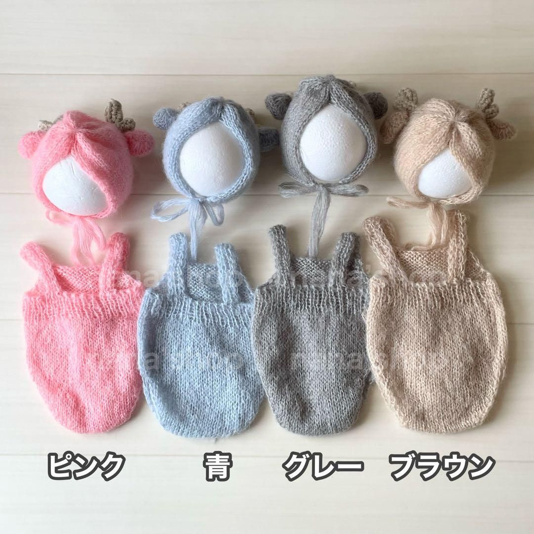 ピンク♪辰耳帽子とオーバーオール　たつ　ニューボーンフォト撮影衣装　ドラゴン　龍 ピンク♪辰耳帽子とオーバーオール たつ ニューボーンフォト撮影