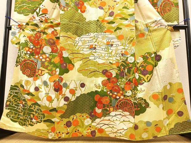 平和屋着物▽豪華振袖 駒刺繍 雲取り花文 暈し染 金彩 正絹 逸品