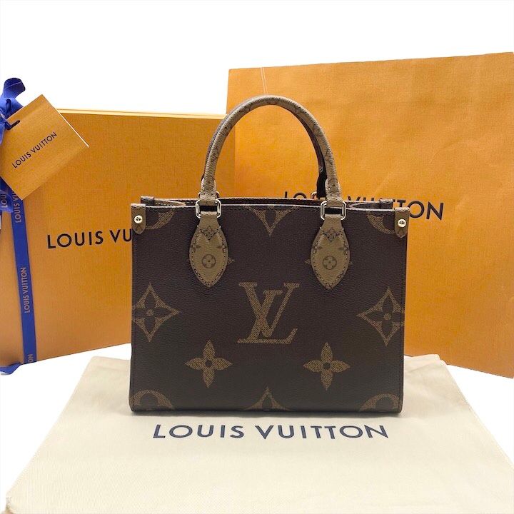 LOUIS VUITTON ジャイアント モノグラム リバース オンザゴー PM ハンド バッグ ブラウン a7502