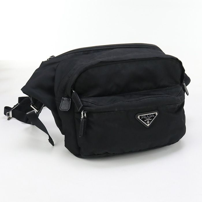 【ヴィンテージ】Rank:B☆PRADA バイカーバッグ 2VH038 プラダ テスート ボディバッグ ブラック 2VH038 無記名ギャラ