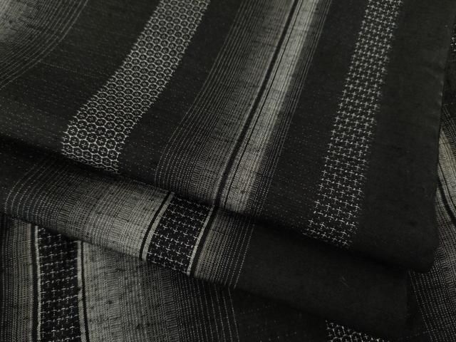 平和屋着物●上質な紬 間道 黒地 正絹 AABB7290ck