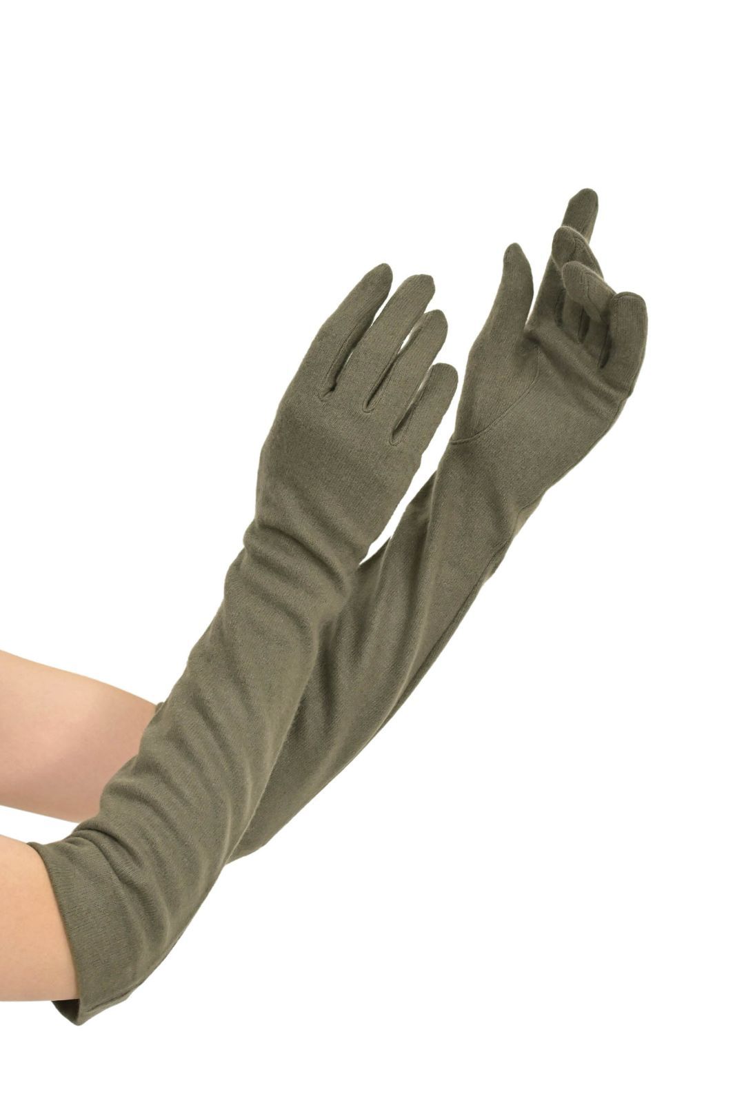 カシミヤ100％ 和装用ロンググローブ｜手袋｜モスグリーン｜タッチパネル対応｜1480324