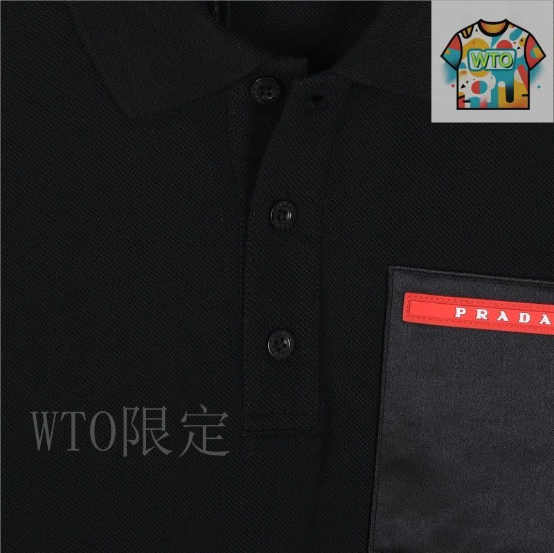 美品 PRADA 黒 ポロシャツ ポケット付き XXL 天白】【PRADA】プラダ プラダスポーツ ピケ ポロシャツ 表記