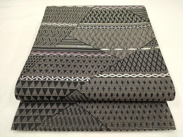 平和屋着物○爪掻き本綴れ 太鼓柄袋帯 変わり横段文 金