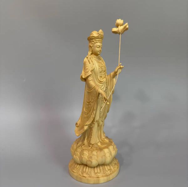 木彫りの仏像 勢至菩薩 午年生まれ 桧木製 木彫り 高さ30cm×巾10cm 風水 開運 ◆厄除け十二支守り本尊 守護仏