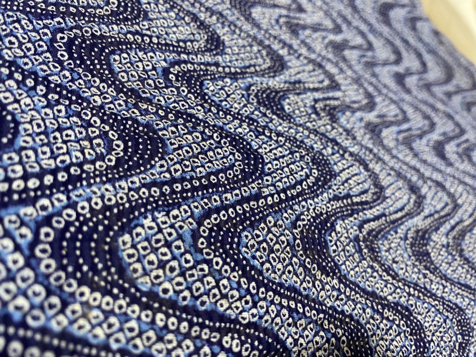 T19 木綿 反物 喝采絞り 流水文 日本小巾綿織物機械捺染工業組合 堅牢