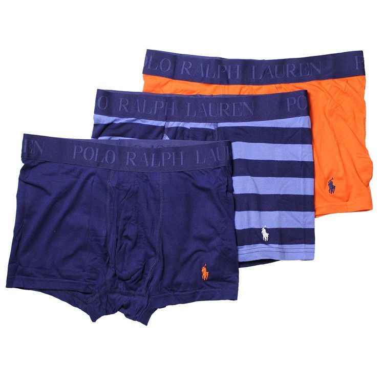 ポロラルフローレン：4D FLEX LUX COTTON BLEND 3PK ボクサーパンツ (ディープ・アトランティック／バミューダ・ブルー／アクティブ・オレンジ) 