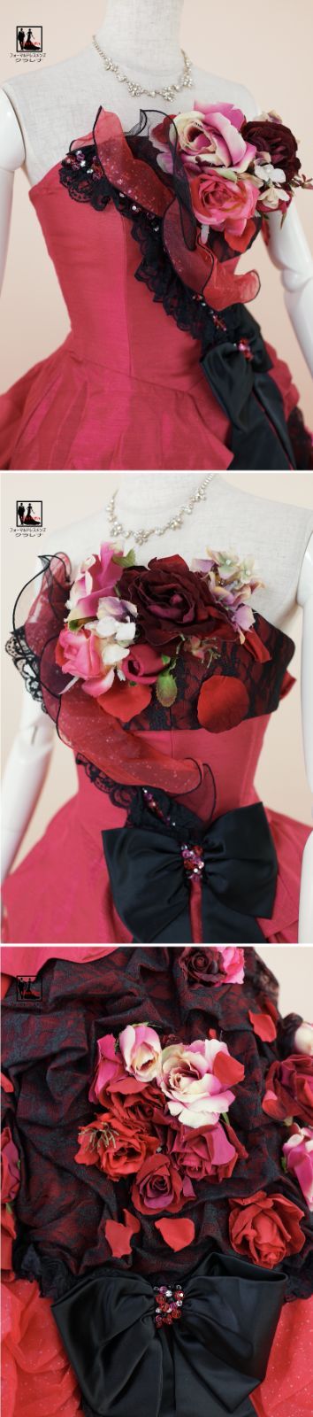 クラレナの ネックレス イヤリング付き Aya na ture 赤 黒 花々 カラー