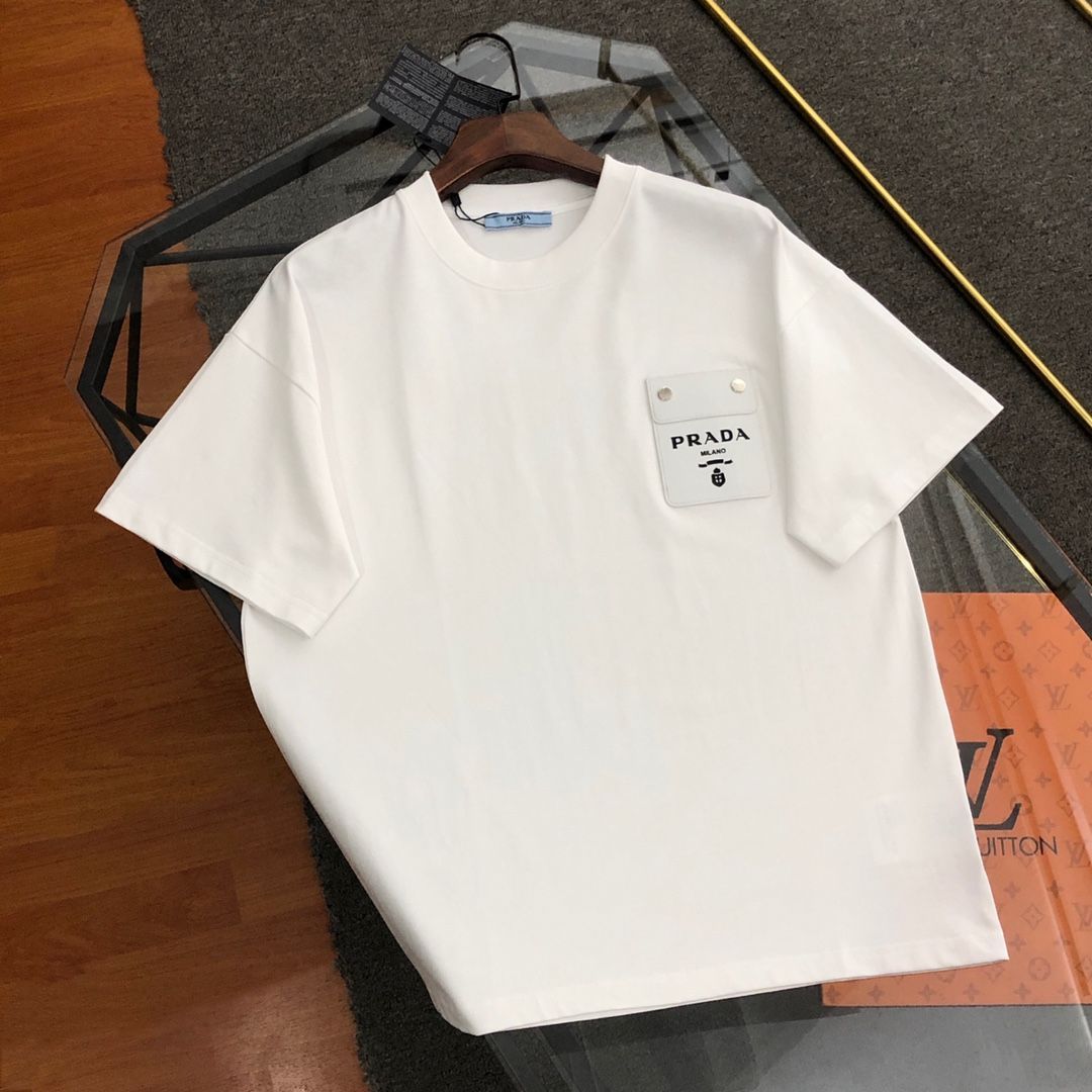 新品 PRADA プラダ 24SS新作 ロゴポケット 半袖Tシャツ ホワイト