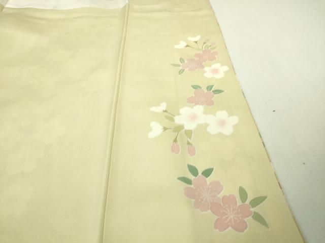 平和屋本店■極上　訪問着　駒刺繍　枝桜　暈し染め　鳥の子色地　金彩　逸品　DZAA4014kh5 平和屋本店□極上 訪問着 駒刺繍 枝桜 暈し染め 鳥の子色地 金彩 逸品