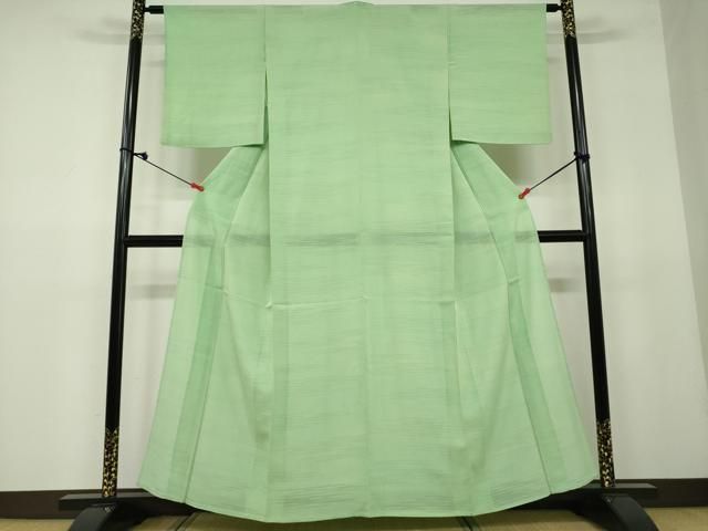 平和屋着物＊夏物　色無地　変わり絽　苗色　正絹　逸品　DAAU2104ud