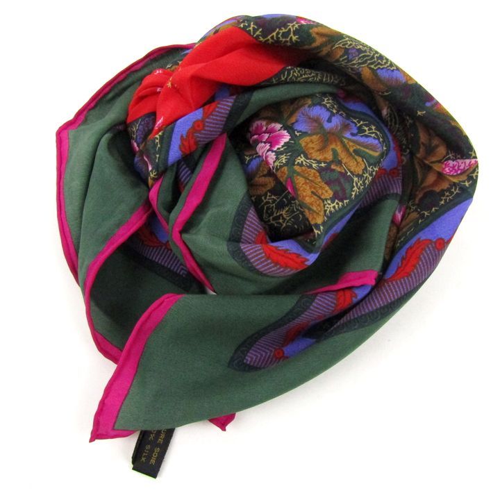 ピエールカルダン　シルク　ストール　ドット　花柄　スカーフ　絹　SILK ピエールカルダン スカーフ シルク 花柄 ブランド レディース