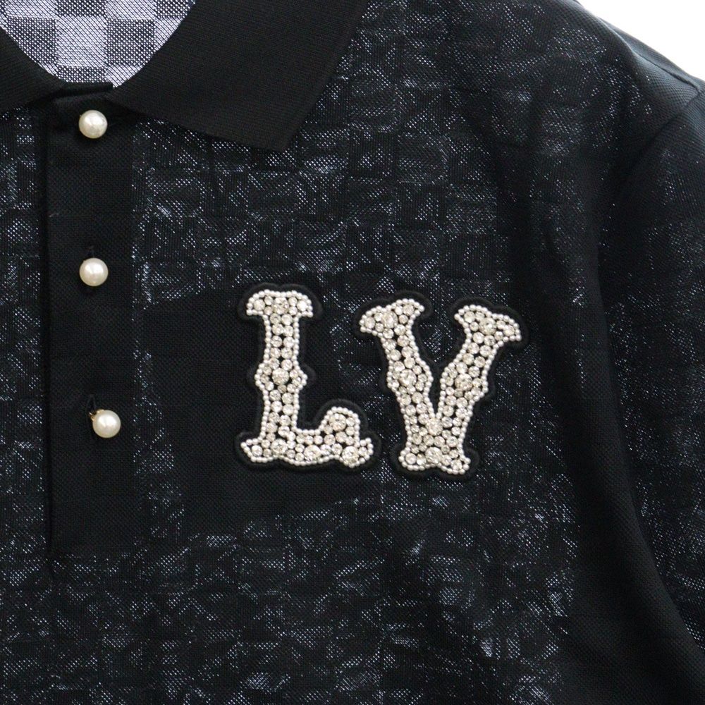 【美品】 ルイヴィトン LOUIS VUITTON ポロシャツ M 黒 ロゴ ルイヴィトン LOUIS VUITTON 半袖 ポロシャツ LVロゴ サークル