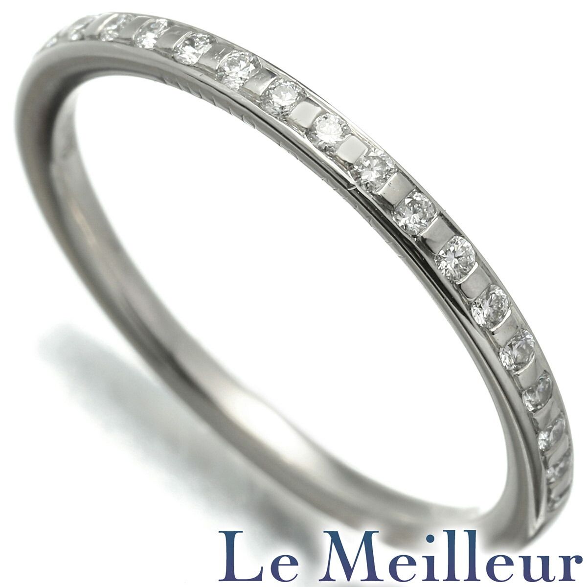 ダイヤモンド プラチナ Pt950 ハーフエタニティリング 指輪 7号 中古 