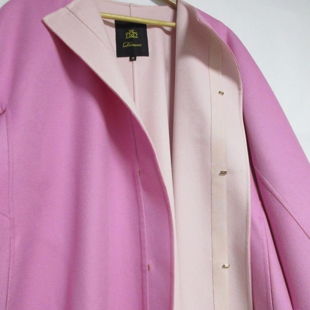 ドゥロワーdrawerウールカシミヤダブルフェイス ケヌキノーカラーコート 38