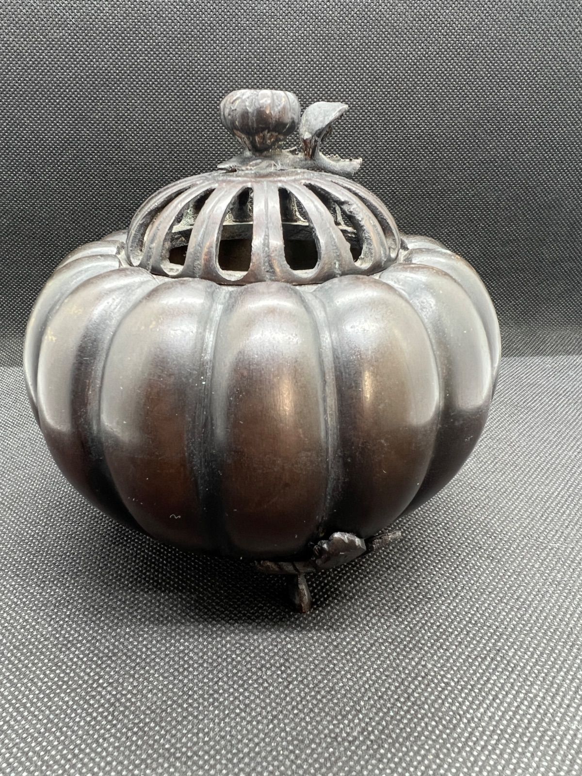 時代品 最新 精銅製(南瓜型）かぼちゃ香炉 重さ約623g 高さ12cm