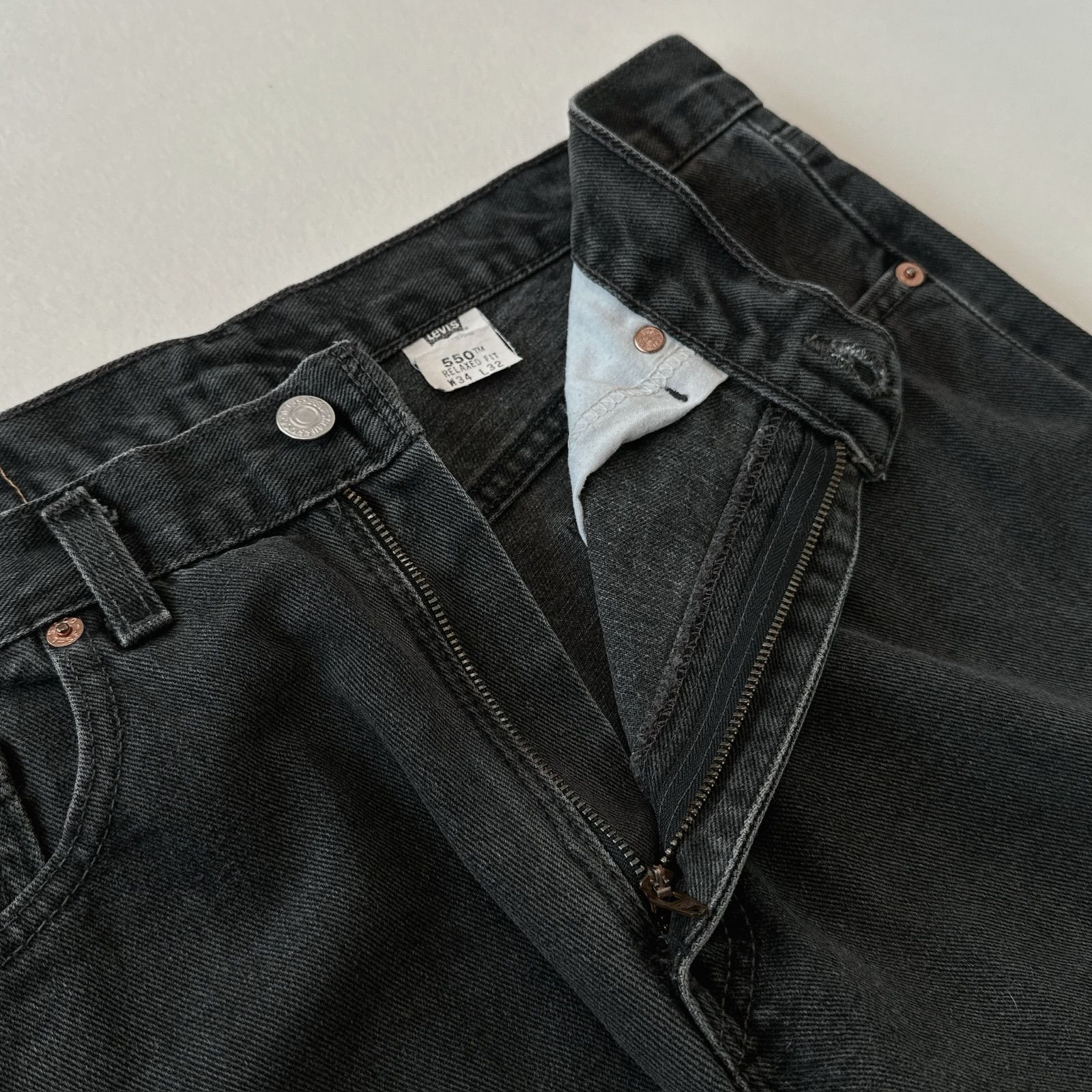 90s USA製 リーバイス550 ブラック リラックスフィット 後染め Levi