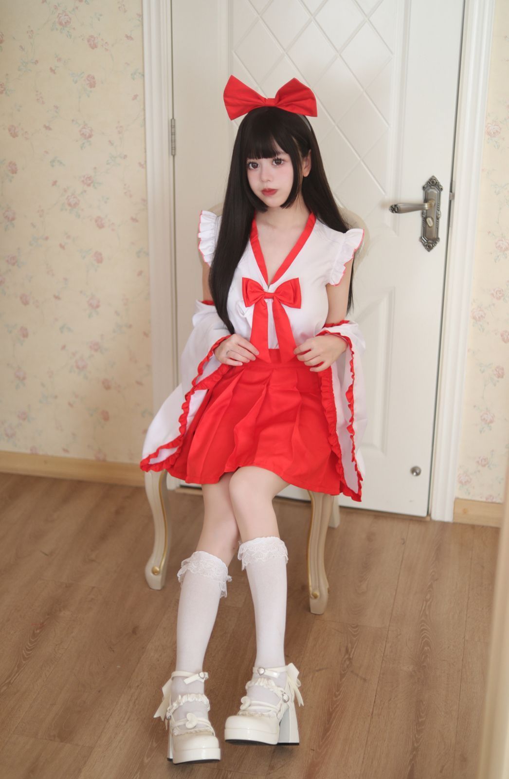 袴スカート 大きなリボン付き