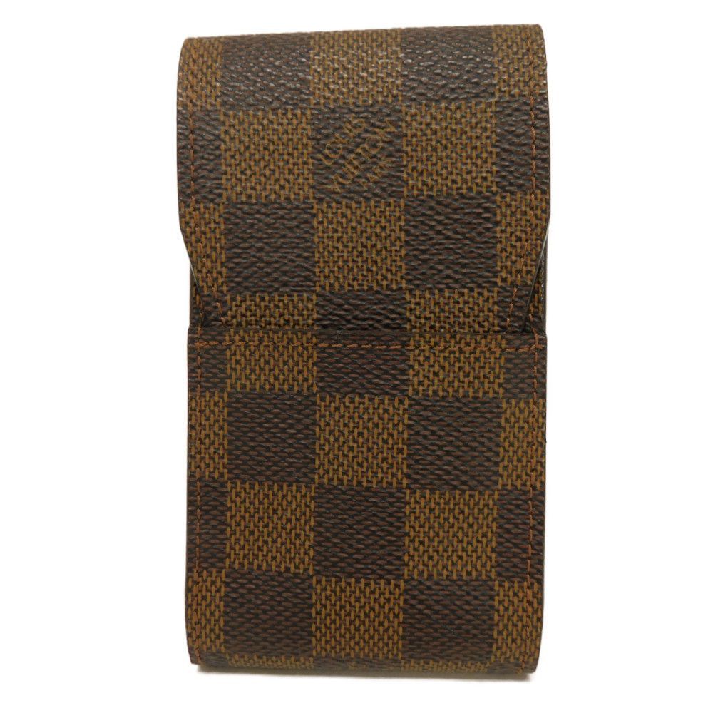 LOUIS VUITTON ルイ ヴィトン エテュイ シガレット ロゴ ブラウン フラップ式 タバコケース 市松模様 ダミエ エベヌ シガレットケース N63024