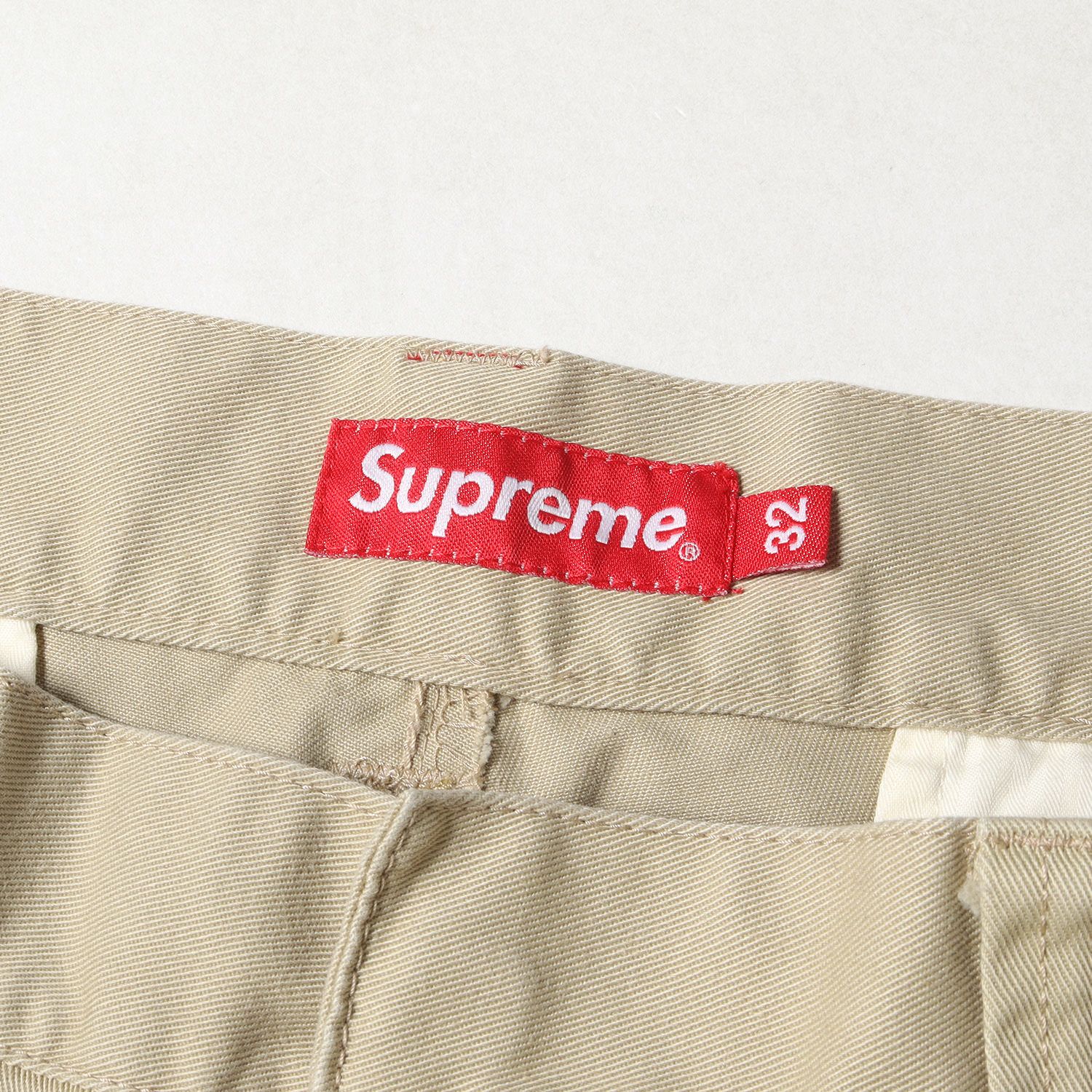 美品 supreme ワークパンツ カーキ 32