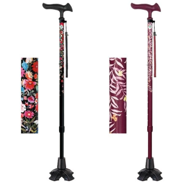 杖 4点杖 伸縮式 おしゃれ 女性 レディース 介護 ステッキ 軽い 使い