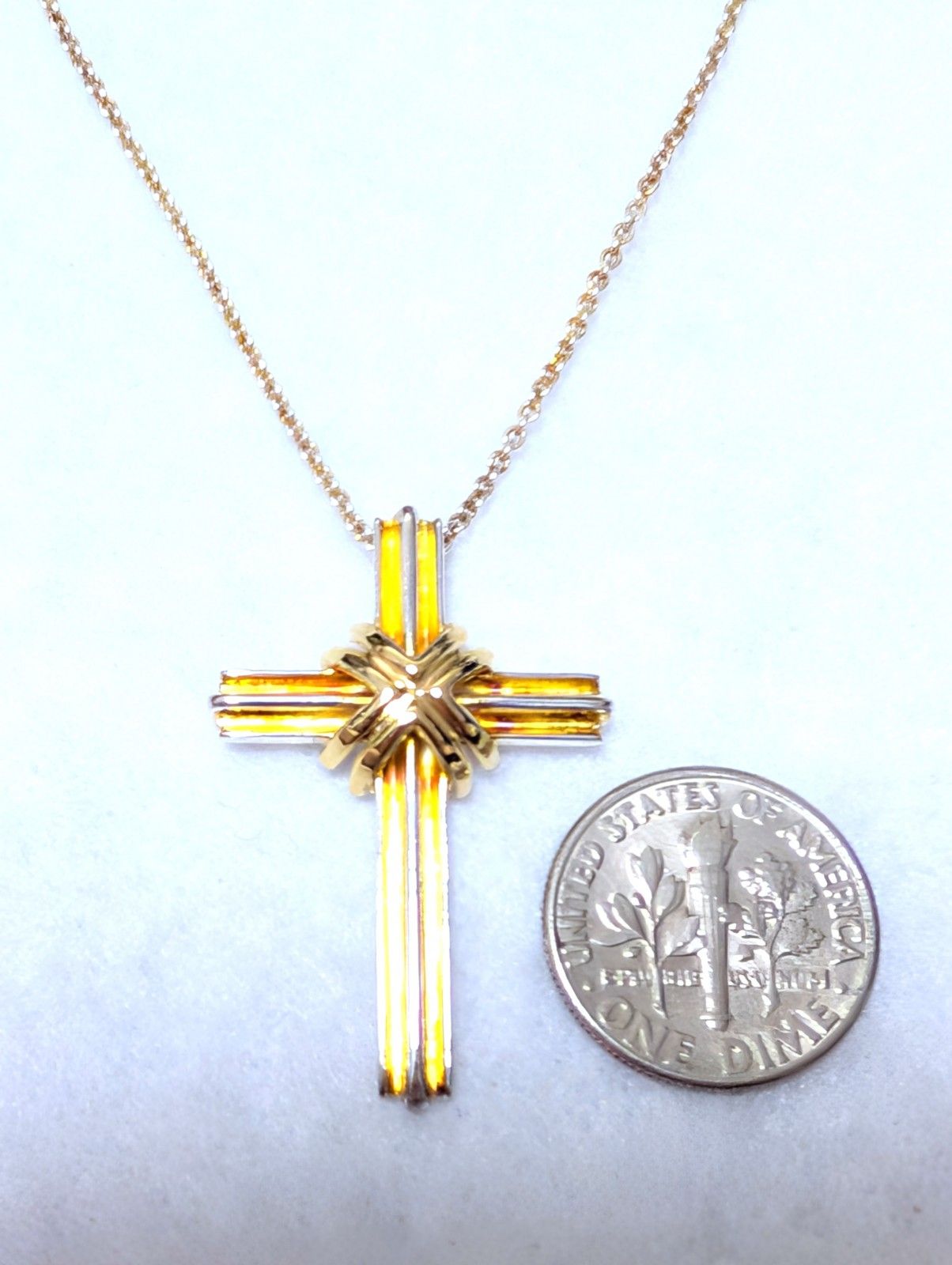 美品 ティファニー コンビ クロス ネックレス シルバー K18 ビンテージ 美品 ティファニークロスネックレス ヴィンテージ 750K18SV925