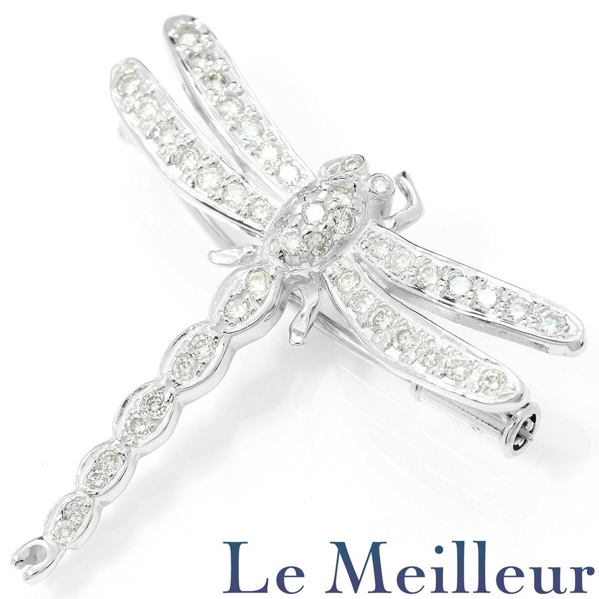 トンボモチーフ ブローチ兼ペンダントトップ ダイヤモンド 0.53ct K18  