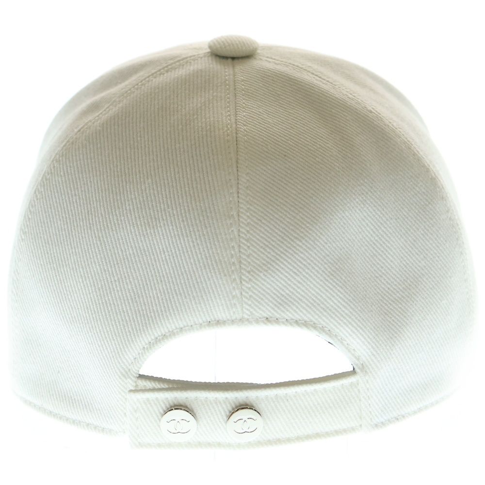 CHANEL シャネル ココマーク ベースボールキャップ ホワイト キャンバス 帽子