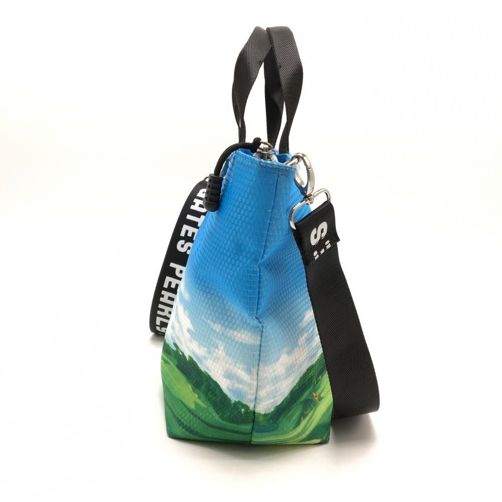 美品】パーリーゲイツ 2WAYカートバッグ ライトブルー×グリーン ゴルフ