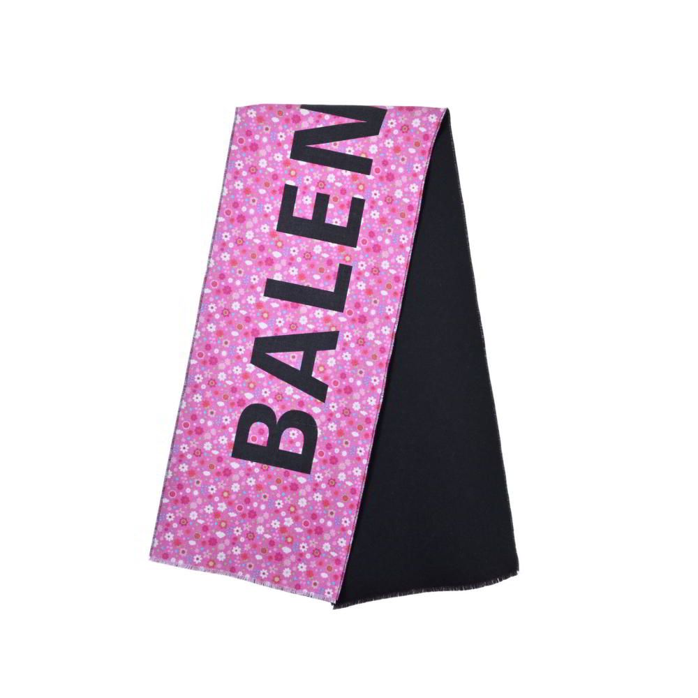 BALENCIAGA ロゴ フローラルプリント ウール マフラー