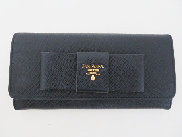 K07 PRADA リボン カードケース付き サフィアーノレザー 2つ折り長財布