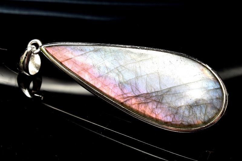 １点物 シルバー925 パープルシラー ラブラドライト 40x14mm ドロップ ペンダントトップ パワーストーン 天然石 _PC6494
