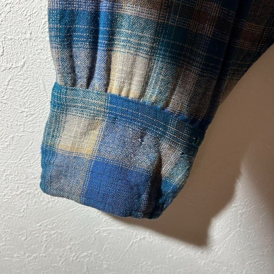 USA製 70s Pendleton ウールウエスタンシャツ オンブレ シャドウ  