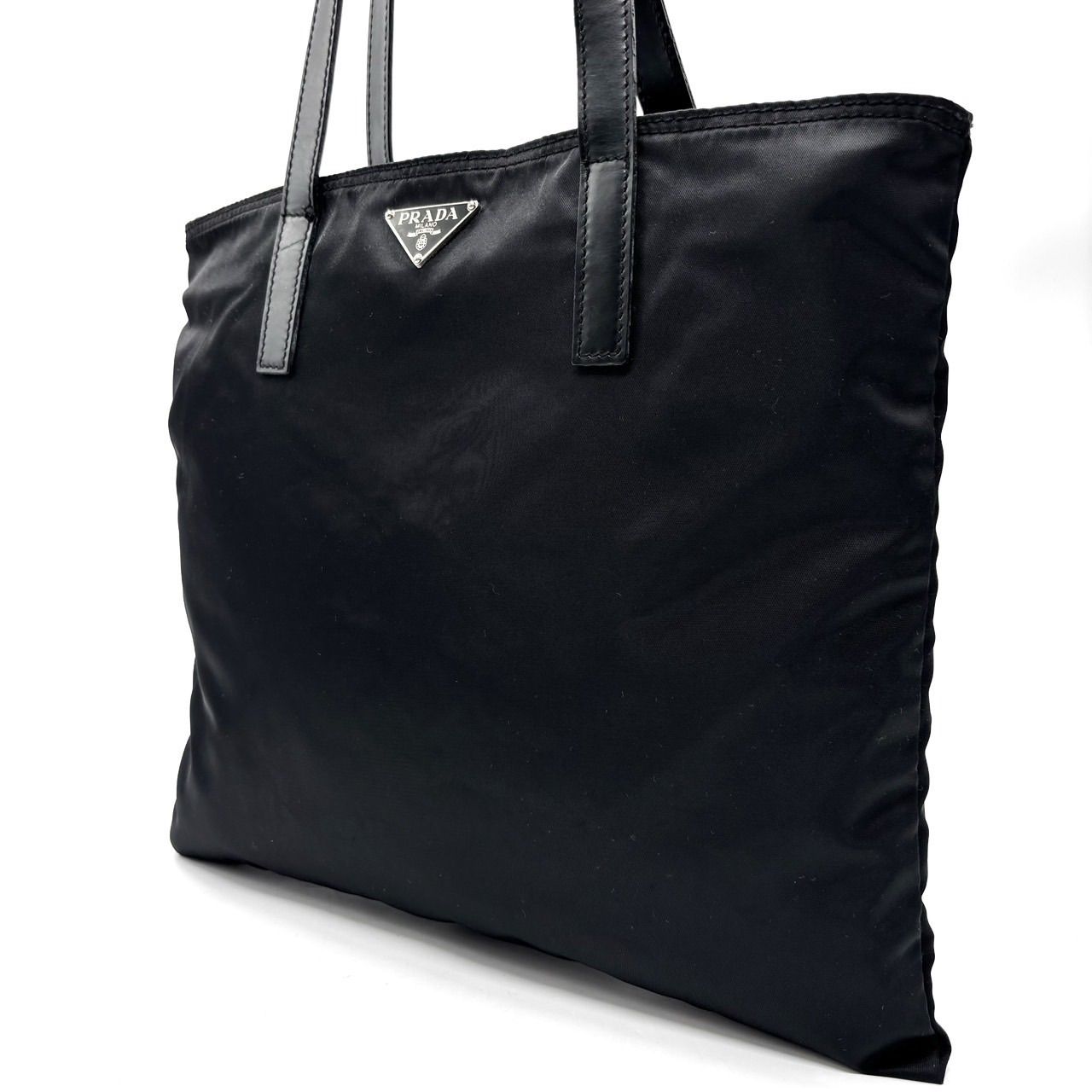 PRADA ハンドバッグ トートバッグ 三角ロゴ ナイロン レザー シルバー金具 ✨良品✨ PRADA プラダ トートバッグ ハンドバッグ 三角ロゴ