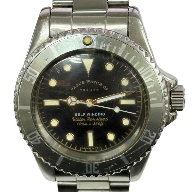VAGUE WATCH CO. GRY FAD 腕時計メンズ 自動巻き ブラック文字盤 動作  