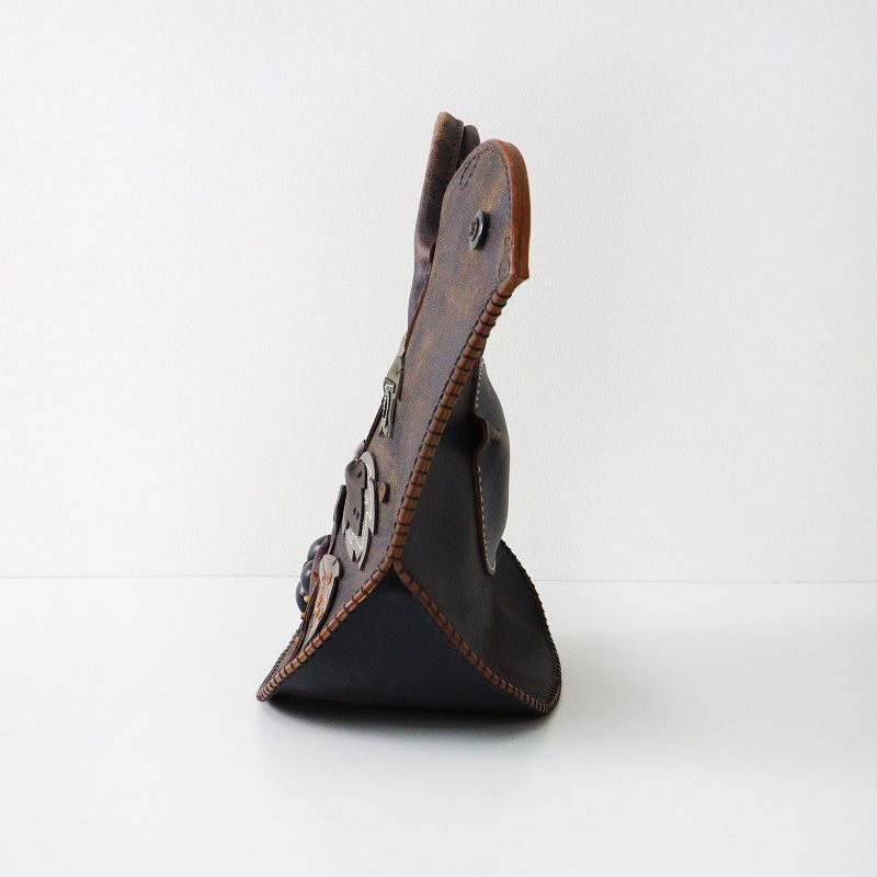 極美品 ミナペルホネン tori bag ポシェット/オリーブ 鳥バッグ 牛革