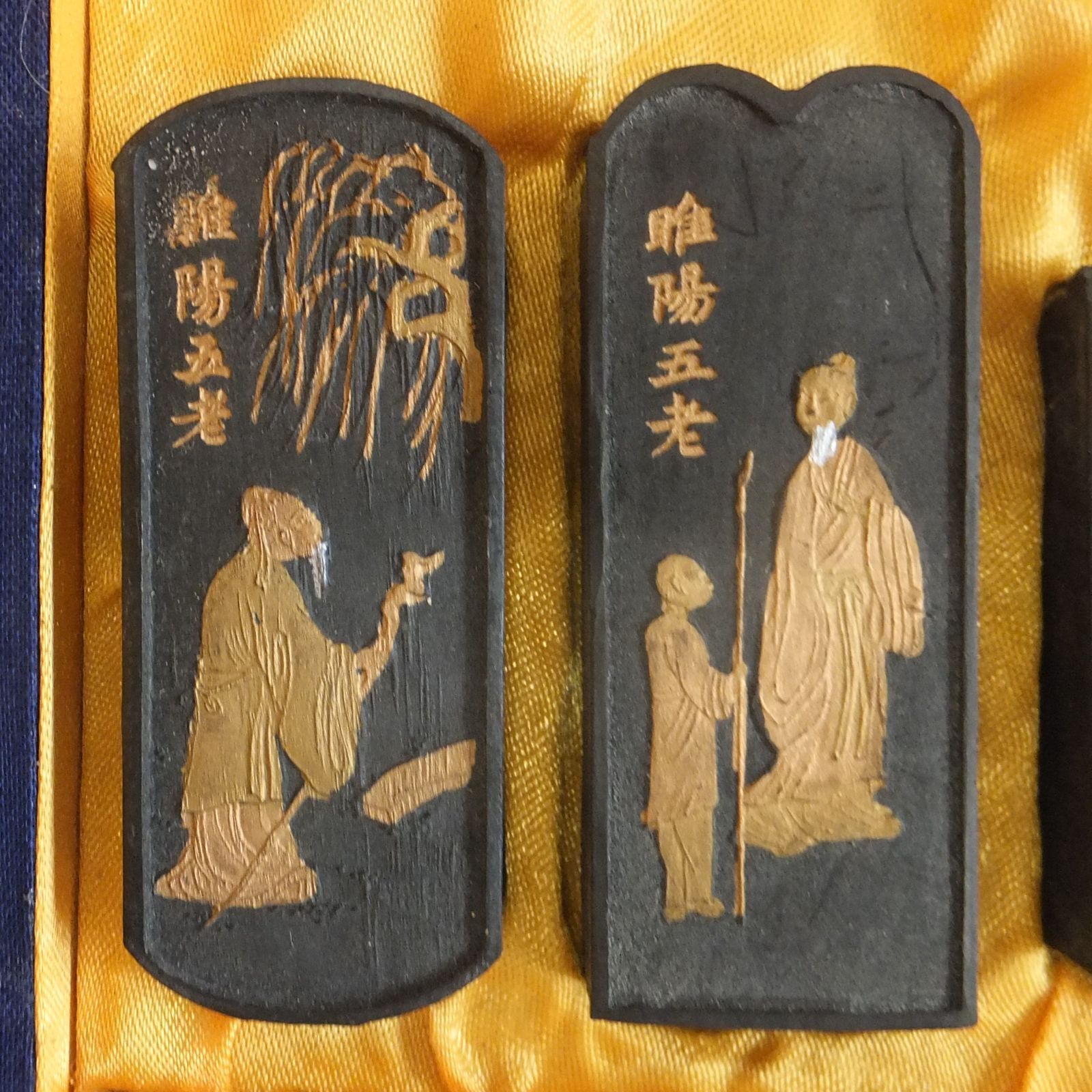 R335【希少】未使用 固形墨 中国仙人 雎陽五老の古墨 5本セット /10