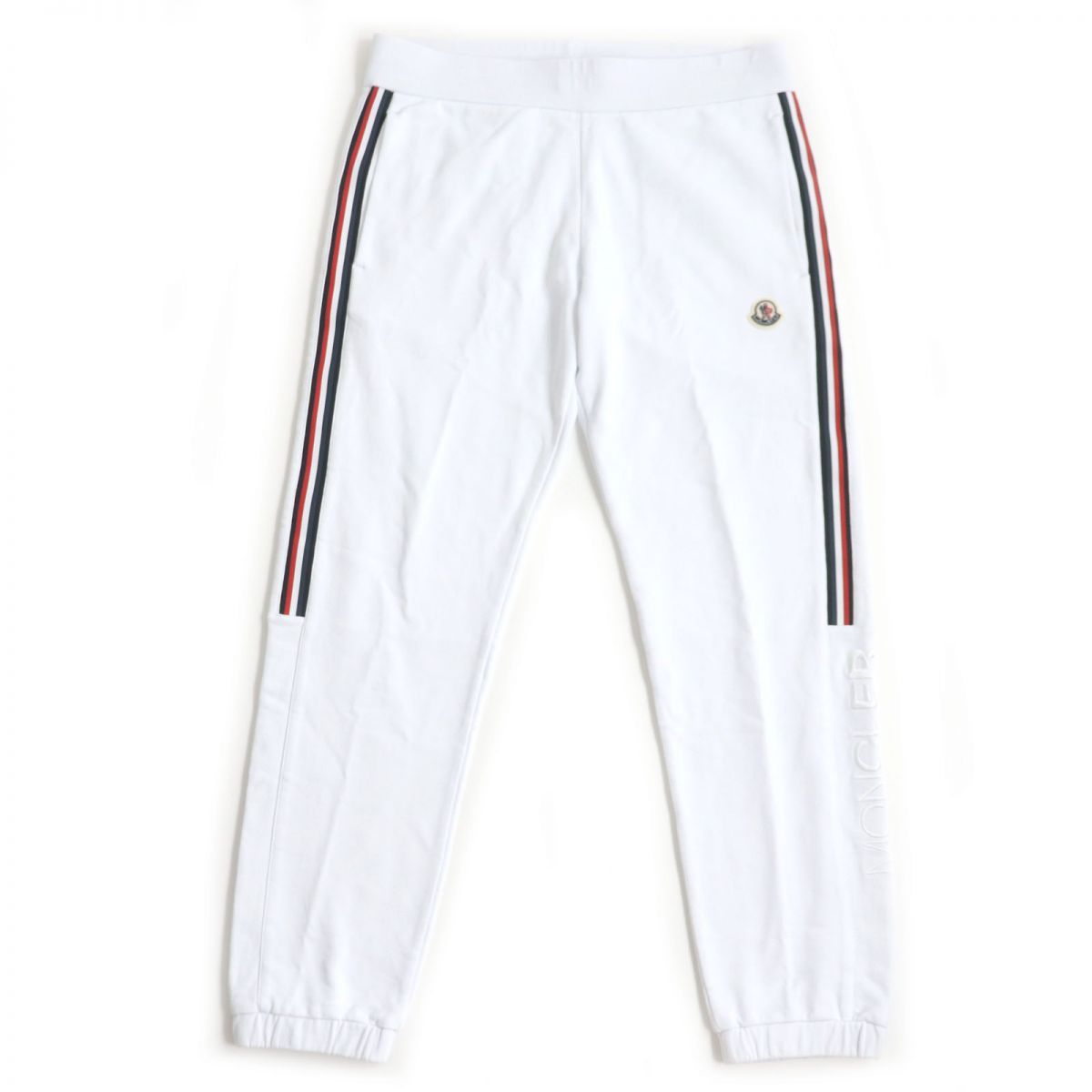 未使用品□2019年製 MONCLER/モンクレール PANTALONE ロゴワッペン トリコロール スウェットパンツ/ジョガーパンツ ライトグレー XL 正規品