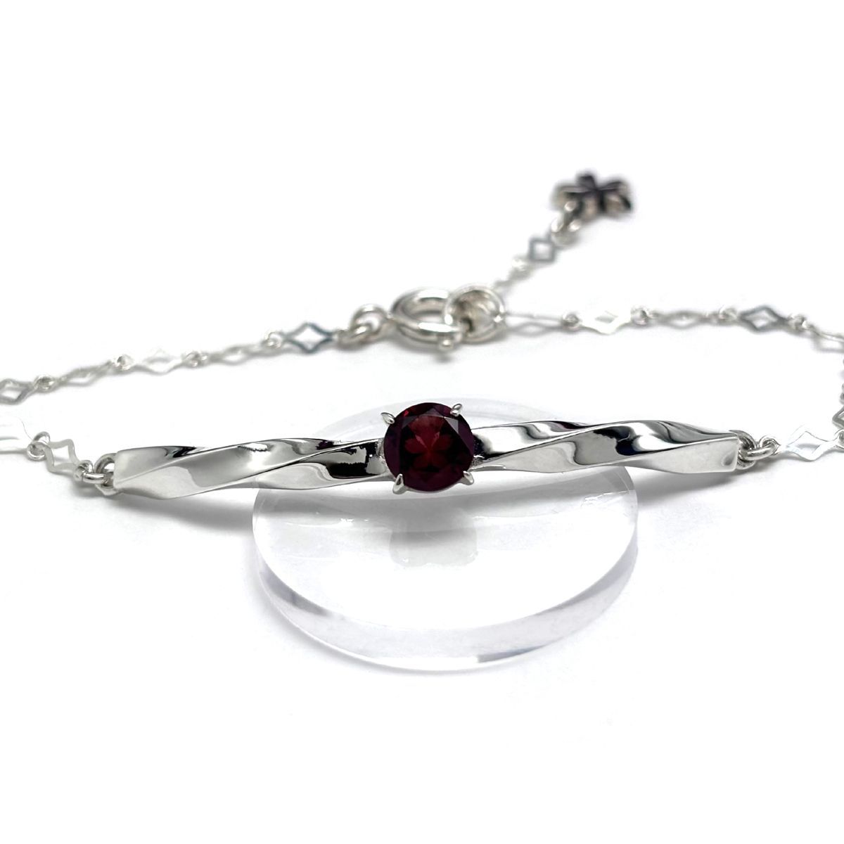 さくらインカット ブレスレット ガーネット シルバー925 シルバー 和柄 着物 和風