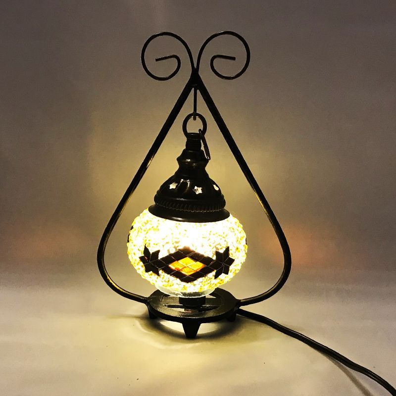 ガラス玉選べる】トルコランプSサイズ 人気 卓上ラウンド型 モザイク