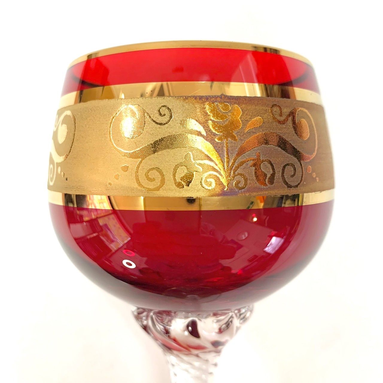 2024得価赤と金で装飾された高級感/ベネチアングラス☆/T1281 工芸ガラス
