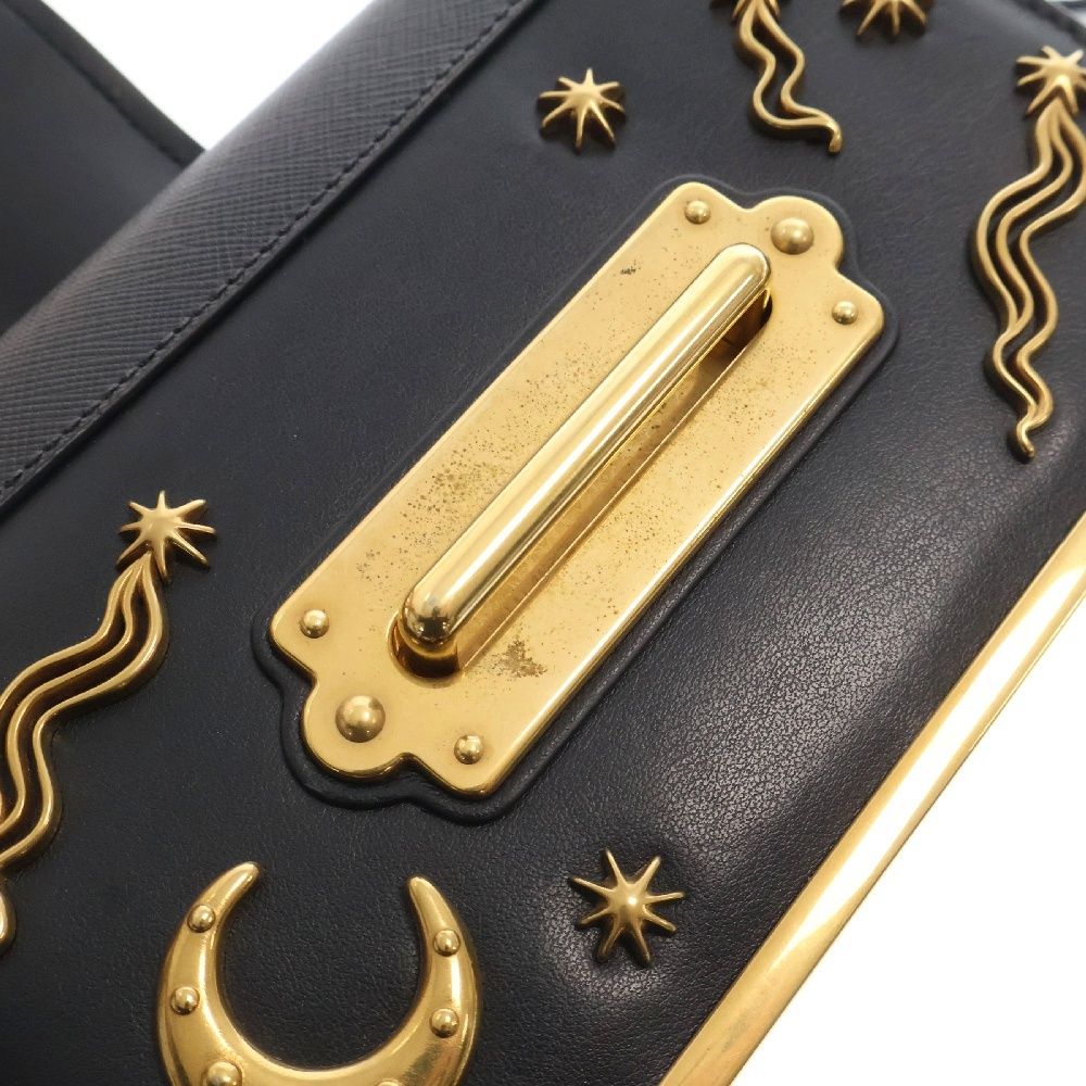 PRADA (プラダ) カイエ ショルダーバッグ ブラック レザー ゴールド  