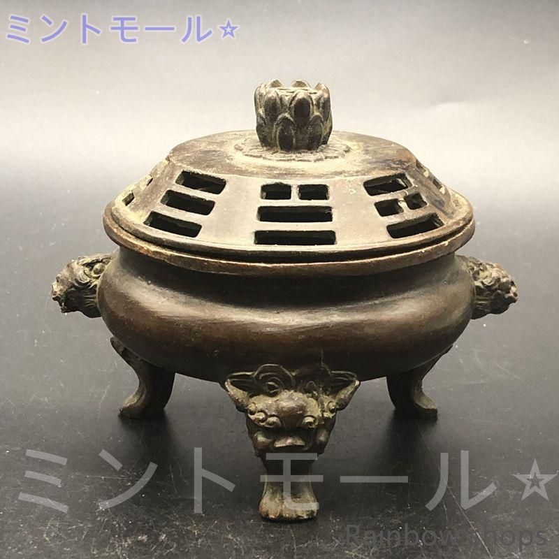 三足象耳 三面獅頭薫香炉 九龍聚宝盆香炉 装飾品 工芸品 美術品 置物 三足象耳 三面獅頭薫香炉 九龍聚宝盆香炉 装飾品 工芸品