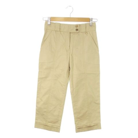 ルイヴィトン LOUIS VUITTON パンツ クロップド カプリ コットン ロゴプレート ステッチ 小さいサイズ 34 XS ベージュ |AO22 GY17