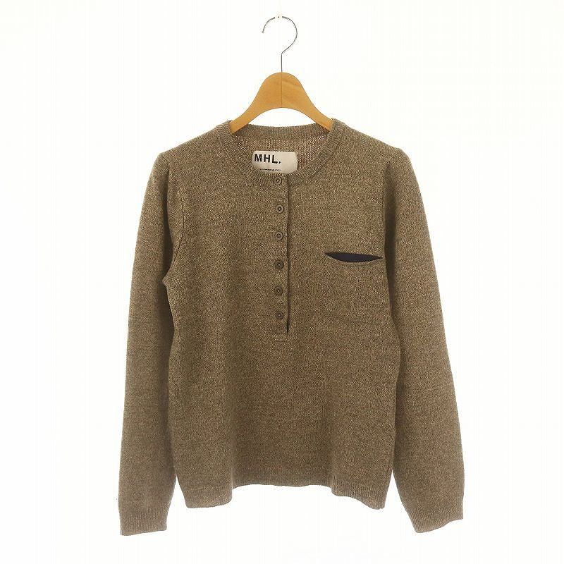美品 MHL マーガレットハウエル ウール ニット シンプル ワンポイント
