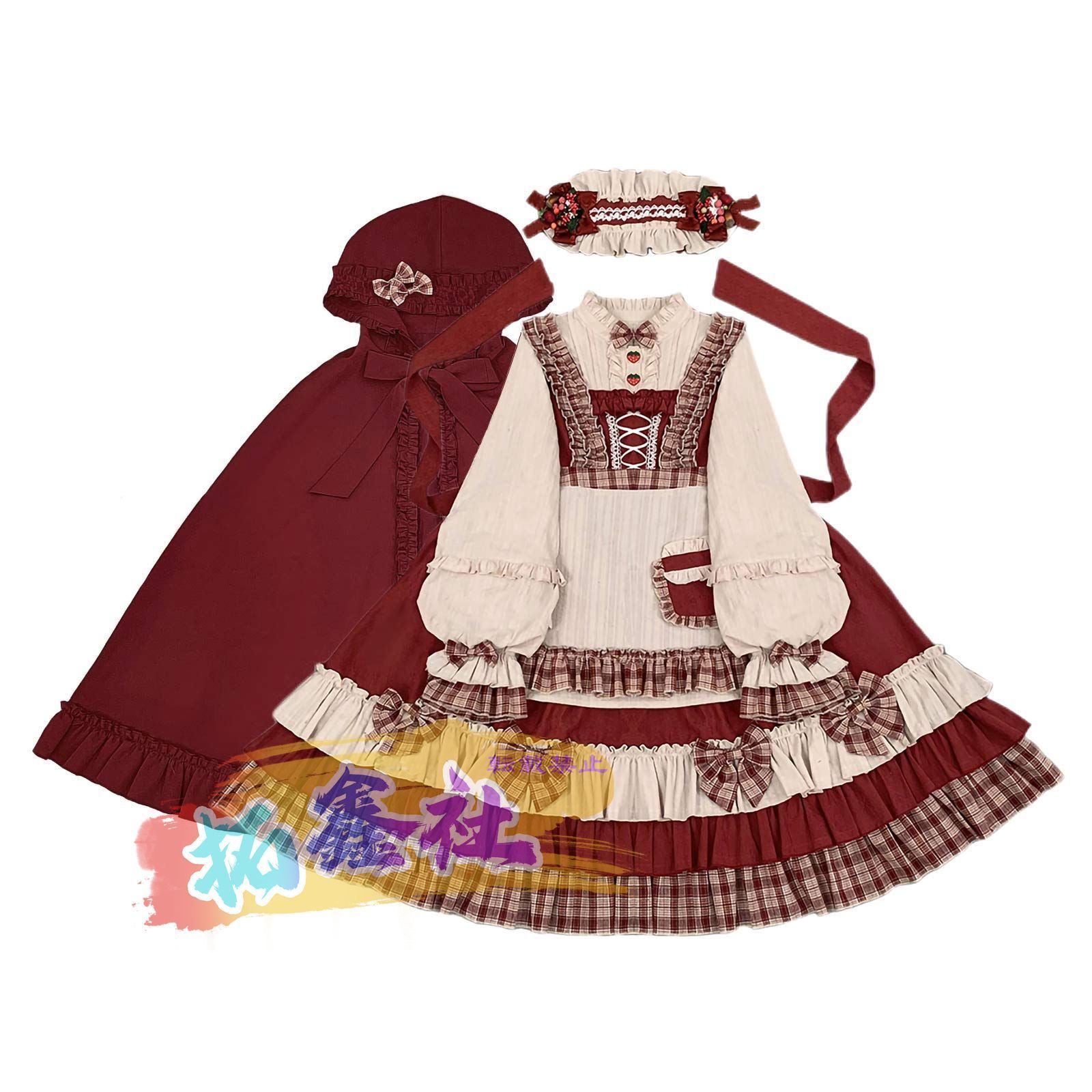 ワンピース ゴシック ロリータ 長袖 赤ずきんちゃん コスプレ 衣装 cosplay lolita 姫 ドレス レディース 秋冬 学園祭 文化祭 イベント 誕