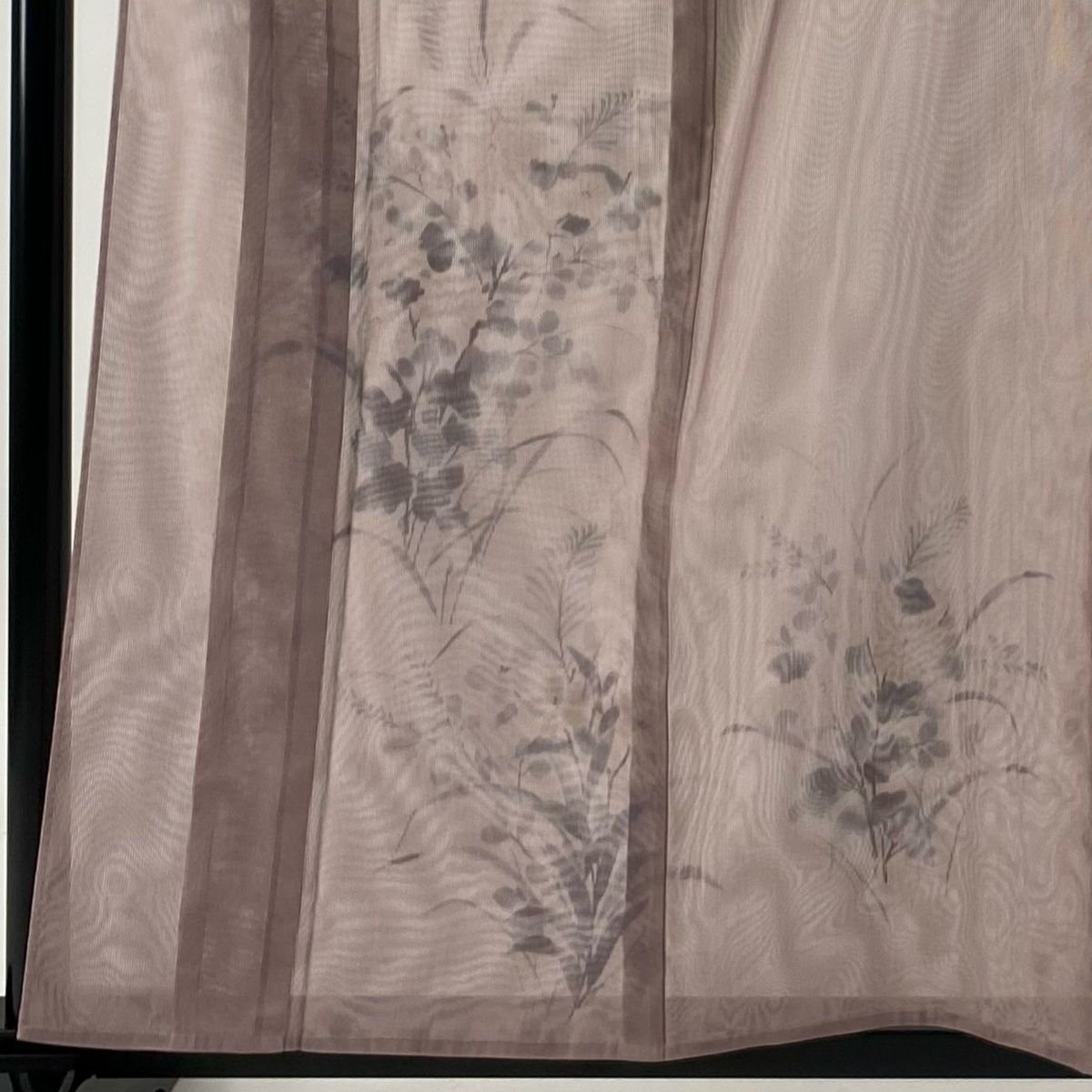 付下げ 身丈159cm 裄丈64cm M 薄物 縦絽 草花 薄紫 正絹