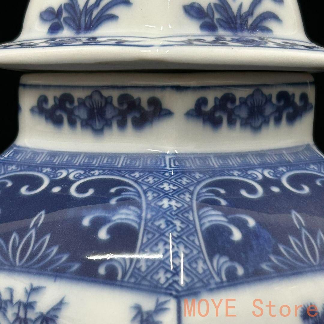 清乾隆青花花?六方将?罐 景徳鎮 陶磁器 装飾品 現代工芸品 美術品 置物
