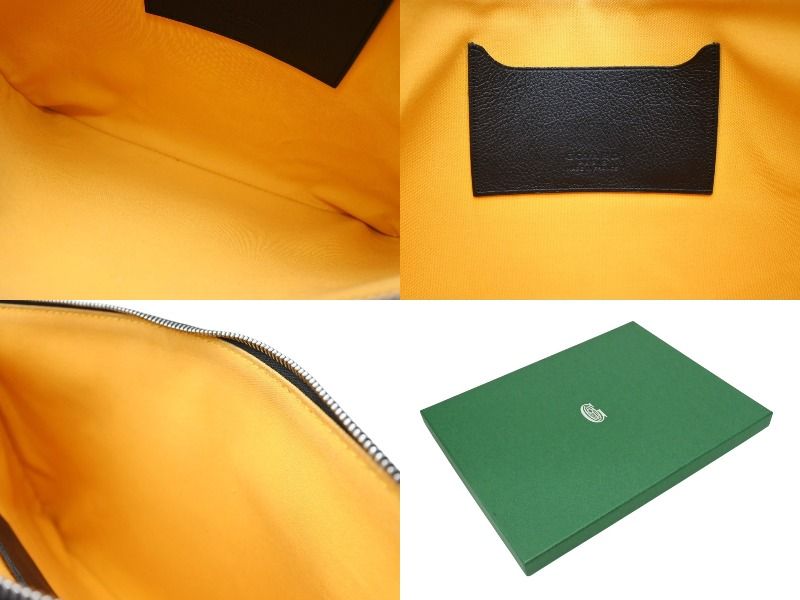 GOYARD ゴヤール セナMM クラッチバッグ ヘリンボーン柄 ブラック ブラウン PVC レザー 4b008247 NICORILABO_COM